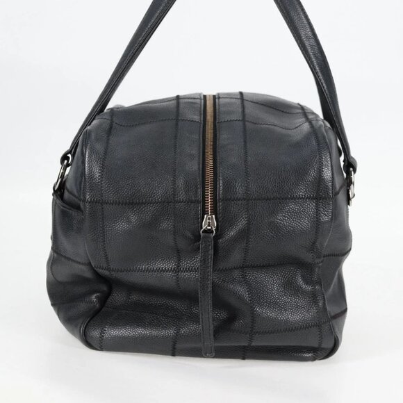 CHANEL Choco Bar Hand Bag Grained Calf Skin Black Silver gold - Picture 4 of 16